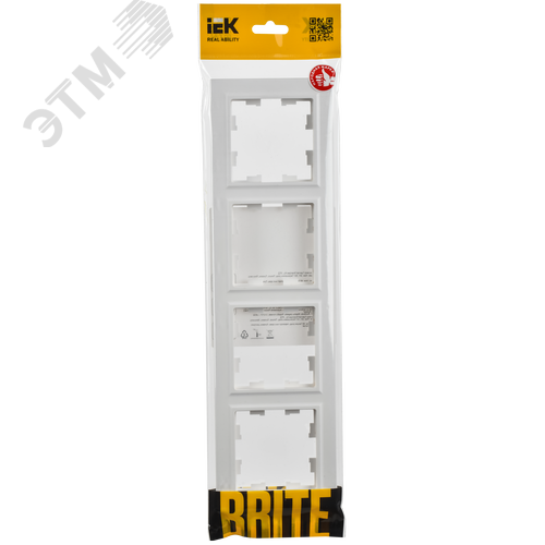 BRITE Рамка 4-местная РУ-4-БрАБ арктический белый IEK - фото 6