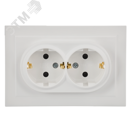 BRITE Розетка 2-местная с заземлением с защитными шторками 16А в сборе РСш12-3-БрБ белый - фото 5