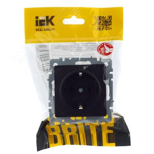 BRITE Розетка с заземлением без защитных шторок 16А РС11-1-0-БрЧ черный - фото 7