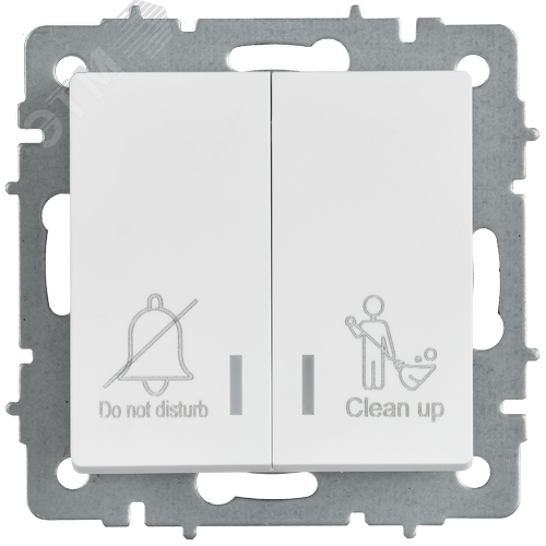 BRITE Выключатель 2-клавишный с индикацией для отелей 10А ВС10-2-9-БрАБ арктический белый IEK - фото 4