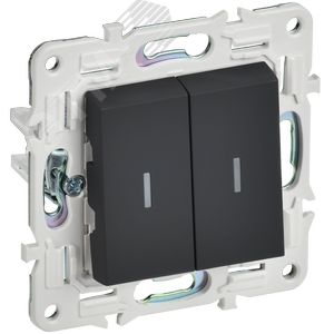 SKANDY Выключатель 2-клавишный проходной с индикацией 10А SK-V10G графит IEK - фото 1