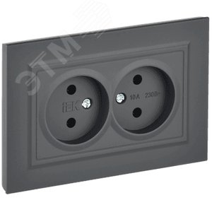 BRITE Розетка 2-местная без заземления без защитных шторок 10А в сборе РС12-2-БрГ графит IEK - фото 1