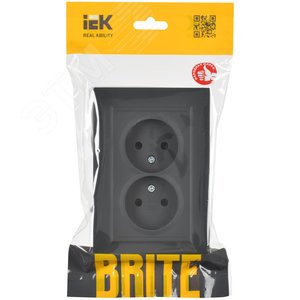 BRITE Розетка 2-местная без заземления без защитных шторок 10А в сборе РС12-2-БрГ графит IEK - фото 2