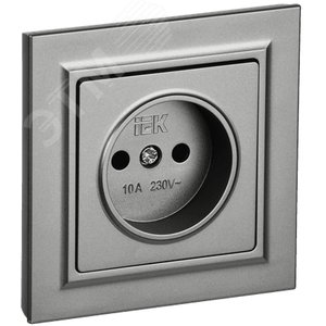 BRITE Розетка 1 пост без заземления без защитных шторок 10А в сборе РСР10-1-0-БрС сталь IEK - фото 1