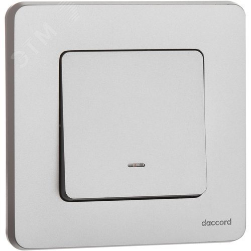 Выключатель 1-клавишный проходной с подсветкой/индикацией 10АХ безвинтовое крепление алюминий INSPIRIA - фото 3