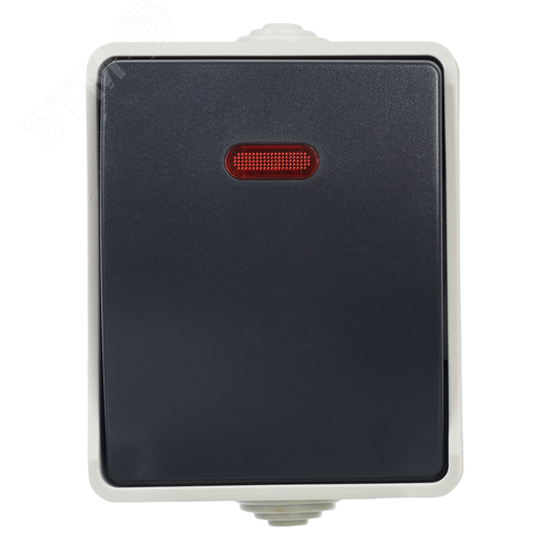 Выключатель 1-клавишный проходной с индикацией дляоткрытой установки 10А IP54 ВС20-1-1-ФСр серый IEKFORS - фото 5