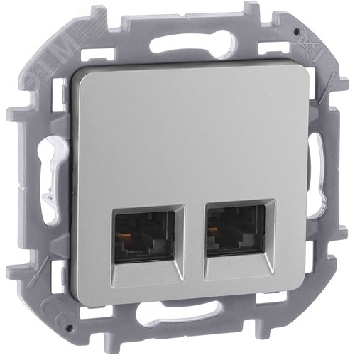 Розетка компьютерная двойная RJ45 категория 5Е UTP алюминий INSPIRIA - фото 1