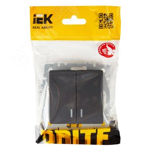 BRITE Выключатель двухклавишный с индикацией 10А ВС10-2-1-БрГ графит - фото 6