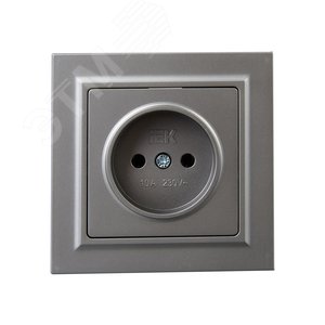 BRITE Розетка 1 пост без заземления без защитных шторок 10А в сборе РСР10-1-0-БрС сталь IEK - фото 2