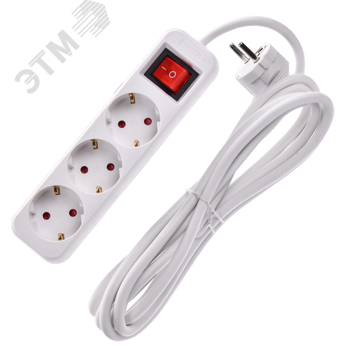 UMA Удлинитель У03К 3 места 3м 3х1,5мм2 16А бел. IEK с кнопкой - фото 3