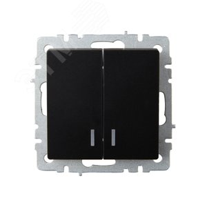 BRITE Выключатель двухклавишный с индикацией 10А ВС10-2-1-БрЧ черный - фото 2