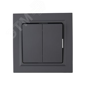 BRITE Выключатель двухклавишный 10А в сборе ВСР10-2-0-БрГ графит IEK - фото 2