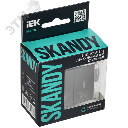 SKANDY Выключатель 2-клавишный с индикацией для отелей 10А SK-V16G графит IEK - фото 2