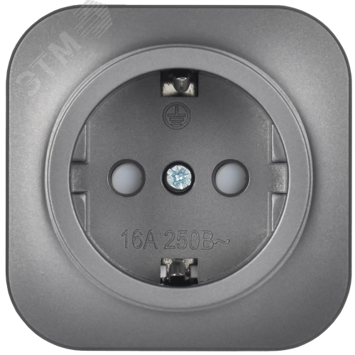 GLORY Розетка 1-местная для открытой установки с заземлением с защитными шторками 16А РСш20-3-ХСм сталь матовый IEK - фото 3