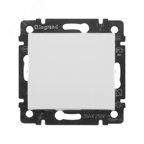 Выключатель 1-клавишный проходной схема 6 10А безвинтовое крепление белый VALENA - фото 4