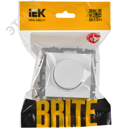 BRITE Светорегулятор поворотно-нажимной 600Вт СС10-1-0-БрАБ арктический белый IEK - фото 2