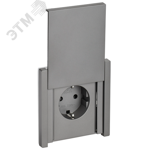 FORTE&PIANO Розетка 1-местная с заземлением с защитными шторками и крышкой винтовое крепление 16А IP44 FP521 сталь IEK - фото 1