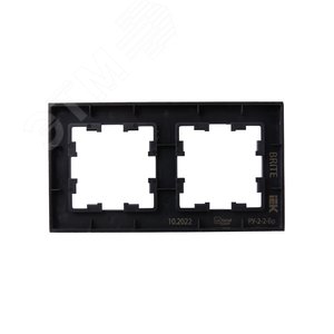 BRITE Рамка 2 поста РУ-2-2-Бр стекло черный матовый IEK - фото 3