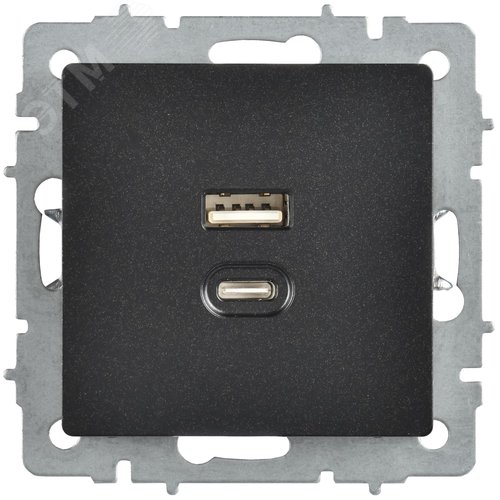 BRITE Розетка USB A+C 45Вт высокоскоростная зарядка РЮ11-2-БрЧ черный IEK - фото 4