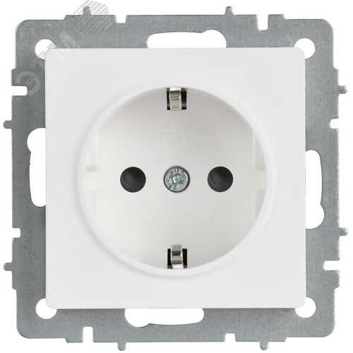 BRITE Розетка 1-местная с заземлением с защитными шторками 16А безвинтовое крепление РС24-1-0-БрАБ арктический белый IEK - фото 5