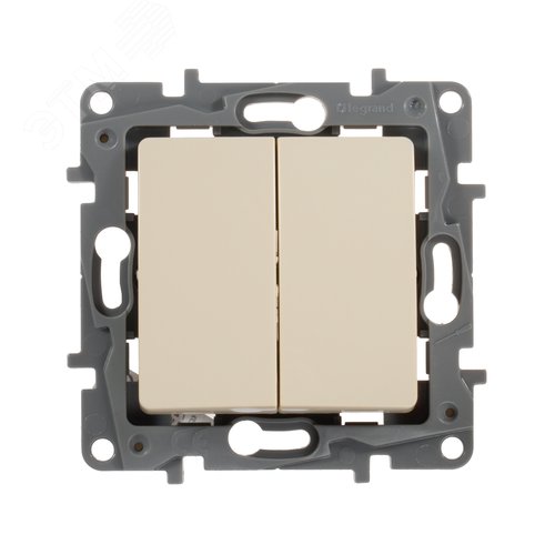 Выключатель 2-клавишный 10А безвинтовое крепление слоновая кость ETIKA - фото 4