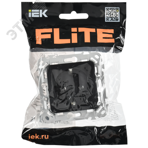 FLITE Розетка с заземлением без защитных шторок безвинтовое крепление 16А РС11-1-ФлЧ черный IEK - фото 2