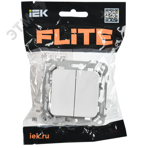 FLITE Выключатель 2-клавишный 10А ВС12-1-0-ФлБ белый IEK - фото 2