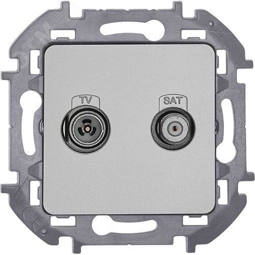 Розетка двойная TV+SAT тип звезда двухкабельная алюминий INSPIRIA - фото 4