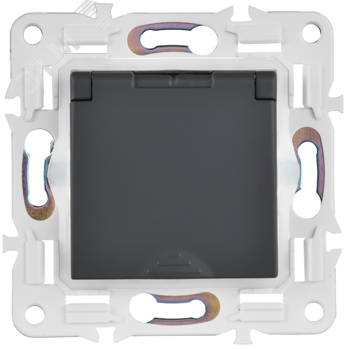 SKANDY Розетка 1-местная с заземлением с защитными шторками и крышкой 16А IP44 SK-R11G графит IEK - фото 4