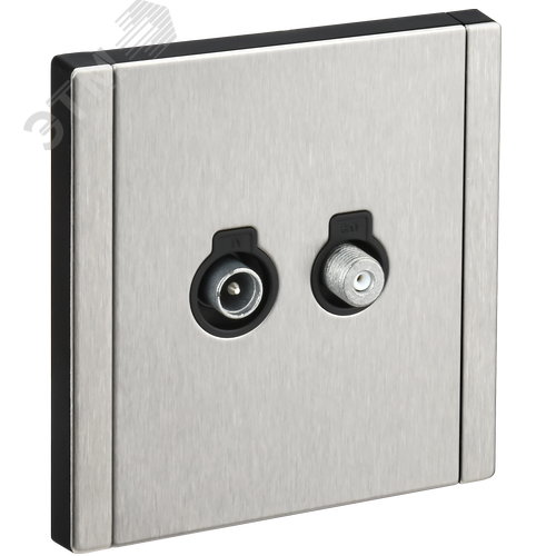 Изображение товара FORTE&PIANO Розетка двойная TV+SAT FP738M металл никель IEK (шт)