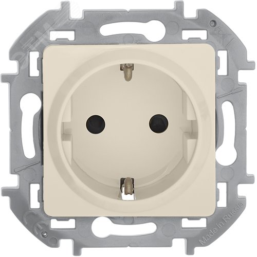 Розетка 1-местная с заземлением с защитными шторками 16А слоновая кость INSPIRIA - фото 4