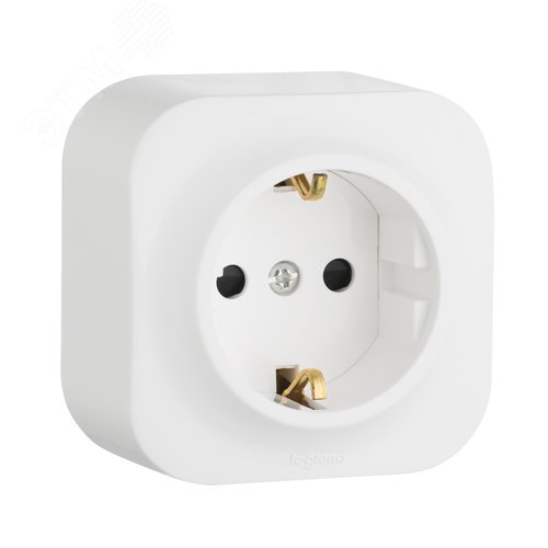 Розетка 1-местная для открытой установки с заземлением с защитными шторками 16Абелый QUTEO - фото 1