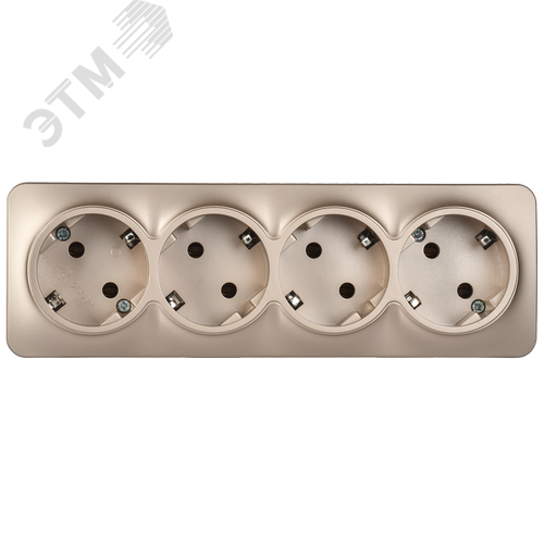 GLORY Розетка 4-местная для открытой установки с заземлением без защитных шторок 16А РС24-3-ХШм шампань матовый IEK - фото 2