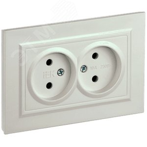 BRITE Розетка 2-местная без заземления без защитных шторок 10А в сборе РС12-2-БрЖ жемчуг IEK - фото 1