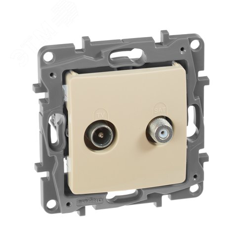 Розетка двойная TV+SAT тип звезда слоновая кость ETIKA - фото 1