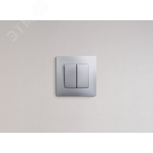 Выключатель 2-клавишный 10А безвинтовое крепление алюминий ETIKA - фото 4