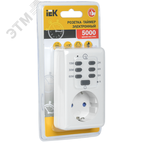РТЭ-2 Розетка-таймер электр. с инд. 15мин-6ч 16А IP20 - фото 2