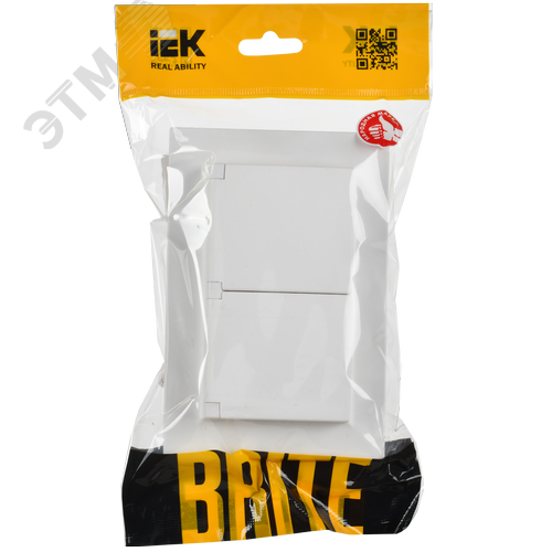BRITE Розетка 2-местная с заземлением с защитными шторками и крышкой 16А в сборе IP44 РСбш12-3-44-БрАБ арктический белый IEK - фото 7