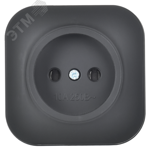 GLORY Розетка 1-местная для открытой установки без заземления без защитных шторок 10А РС20-2-ХЧм черный матовый IEK - фото 3