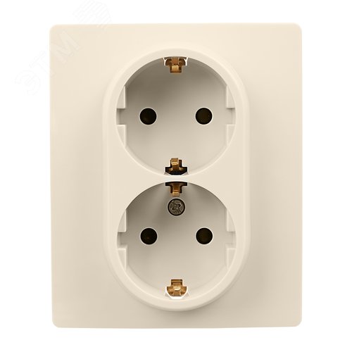 Розетка 2местная с заземлением с защитными шторками 16А в сборе слоновая кость ETIKA - фото 4