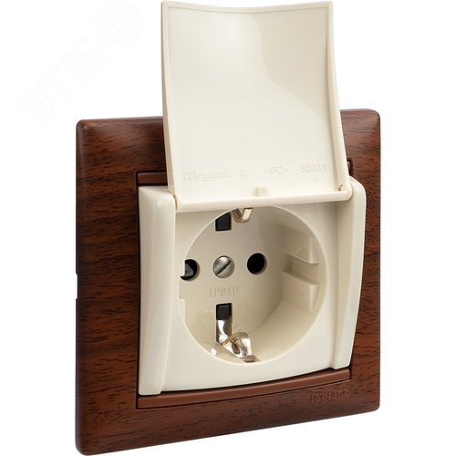 Розетка 1-местная с заземлением с защитными шторками и крышкой 16А IP20 слоновая кость VALENA - фото 9