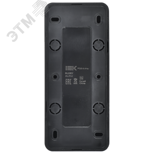 GLORY Розетка 3-местная для открытой установки с заземлением без защитных шторок 16А РС23-3-ХЧм черный матовый IEK - фото 3