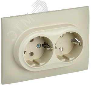 Изображение товара SKANDY Розетка 2-местная с заземлением без защитных шторок 16А в сборе SK-R08B бежевый IEK (шт)
