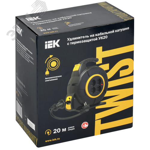 Катушка TWIST УК20 4мест. 2P+PE/20м 3х1,5мм2 с автосмоткой - фото 2