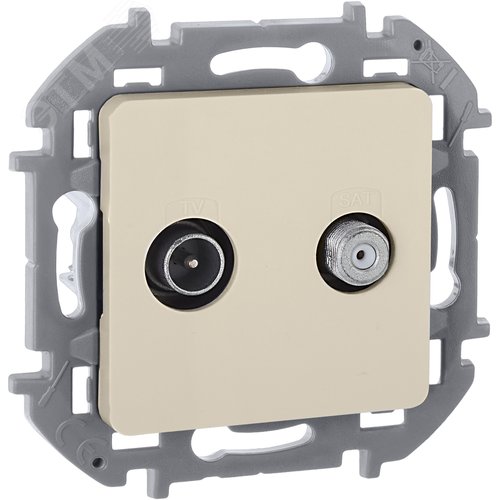Изображение товара Розетка двойная TV+SAT тип звезда двухкабельная слоновая кость INSPIRIA (шт)
