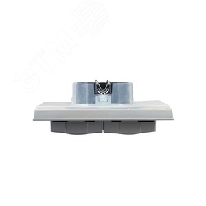 BRITE Розетка двойная с заземлением с защитными шторками и крышкой 16А в сборе IP44 РСбш12-3-44-БрА алюминий - фото 5