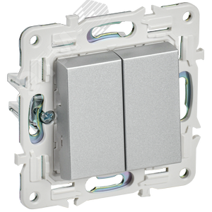 SKANDY Выключатель 2-клавишный 10А SK-V04S серебряный IEK - фото 1