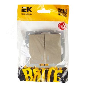 BRITE Выключатель двухклавишный с индикацией 10А ВС10-2-1-БрШ шампань - фото 6