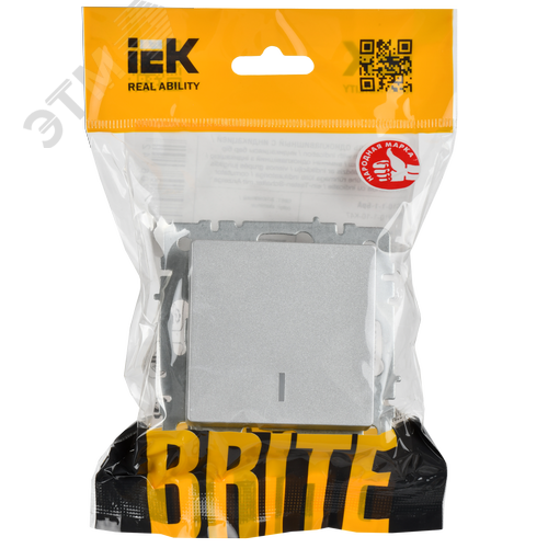 BRITE Выключатель одноклавишный с индикацией 10А ВС10-1-1-БрА алюминий - фото 6