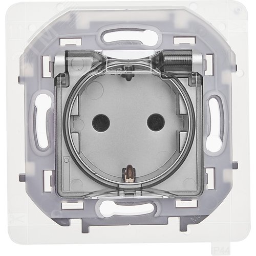 Розетка 1-местная с заземлением с защитными шторками и крышкой 16А IP44 алюминий INSPIRIA - фото 3